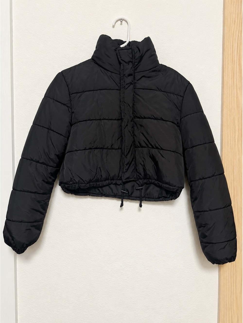 Black Cropped Puffer Jacket